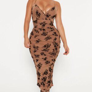 Mesh Midi Dress - Mocha/Black